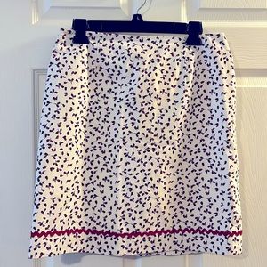 Talbots Cotton Red White Floral Skirt Size 10P